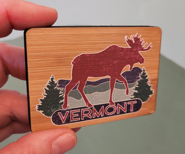 Moose bamboo fridge magnet