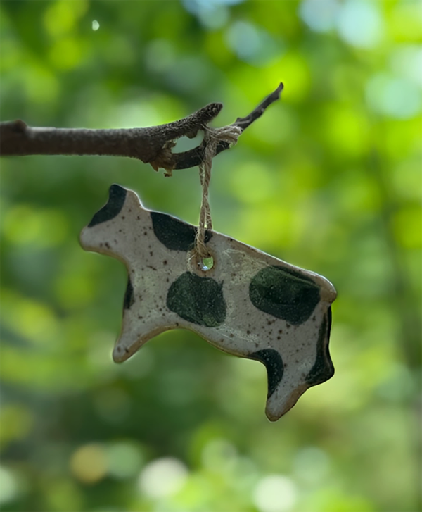 Pottery Cow Ornament