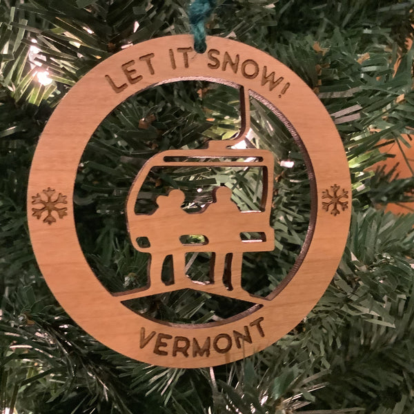 Let It Snow chairlift ornament